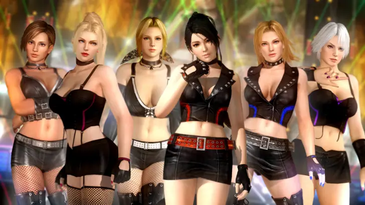 Photo from Dead or Alive with 6 women stood in short skirts and crop tops