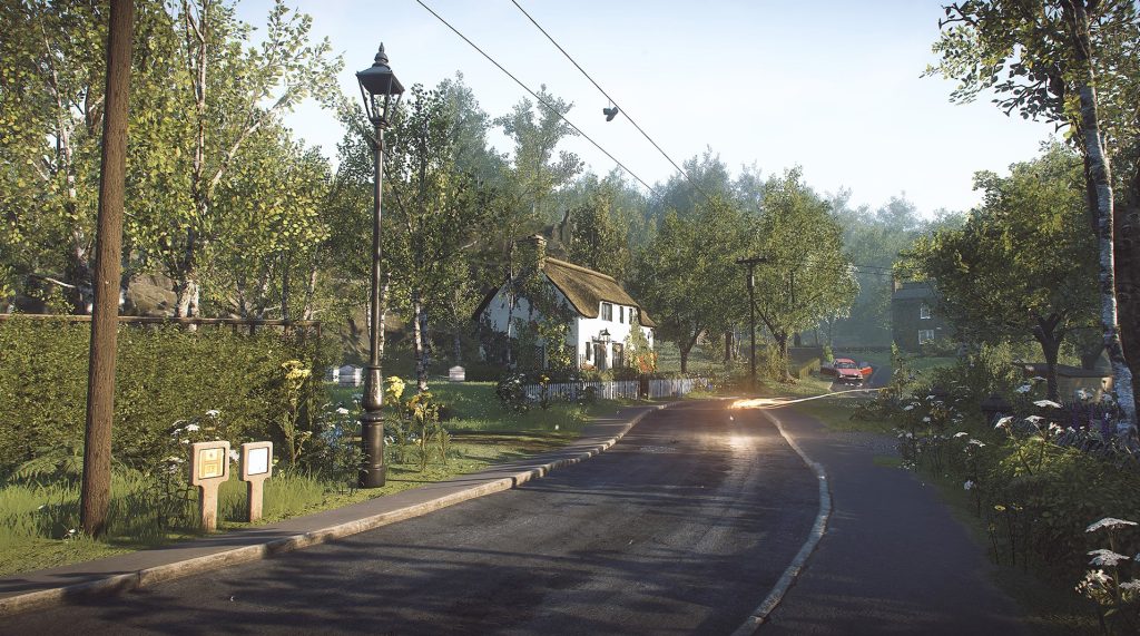 An abandoned house by the road surrounded by trees (from Everybody's Gone To The Rapture)
